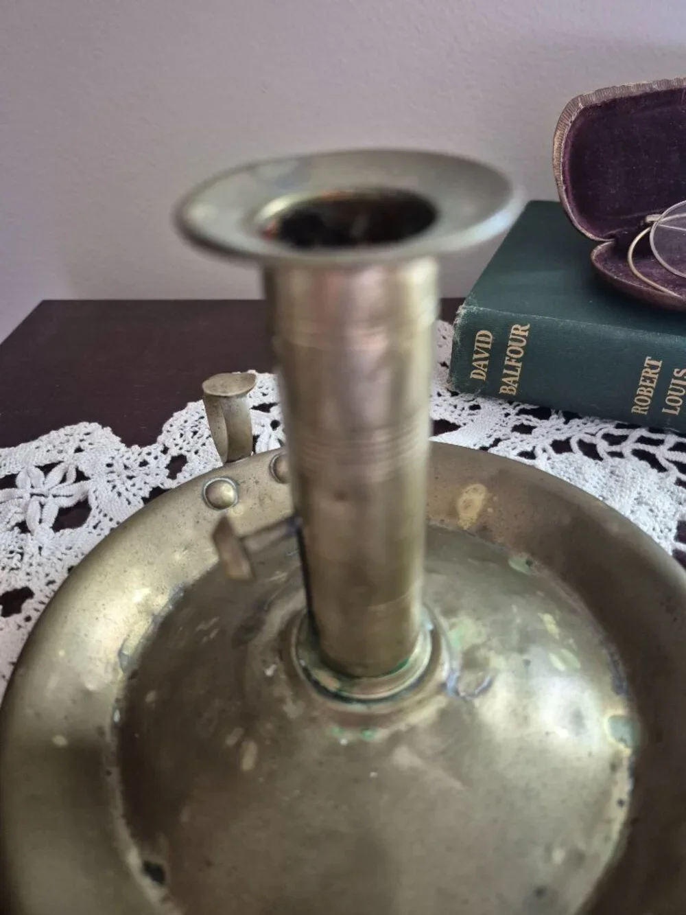 Antique Brass Chamberstick Candle Holder